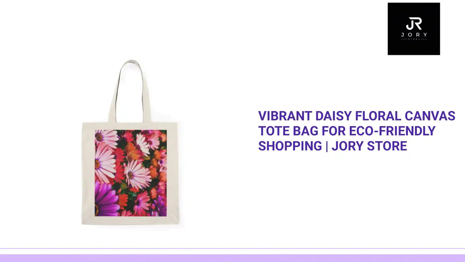 Vibrant Daisy Floral Canvas Tote Bag for Eco-Friendly Shopping | Jory Store by@Outfy